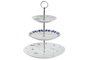 DKD Home Decor Frutero Stella Maris 3 Pisos Azul y Blanco de Porcelana y Metal