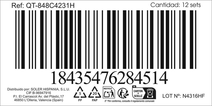 Inde Set de 2 Cuchillos para Carne de Cocina y Mesa Madrid, Hoja 21 cm, Colección 821 (12 Cajas)