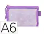 Liderpapel Bolsa Zipper Bag Multiusos Transpirable Poliester Din A6 Morado Pastel