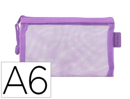 Liderpapel Bolsa Zipper Bag Multiusos Transpirable Poliester Din A6 Morado Pastel