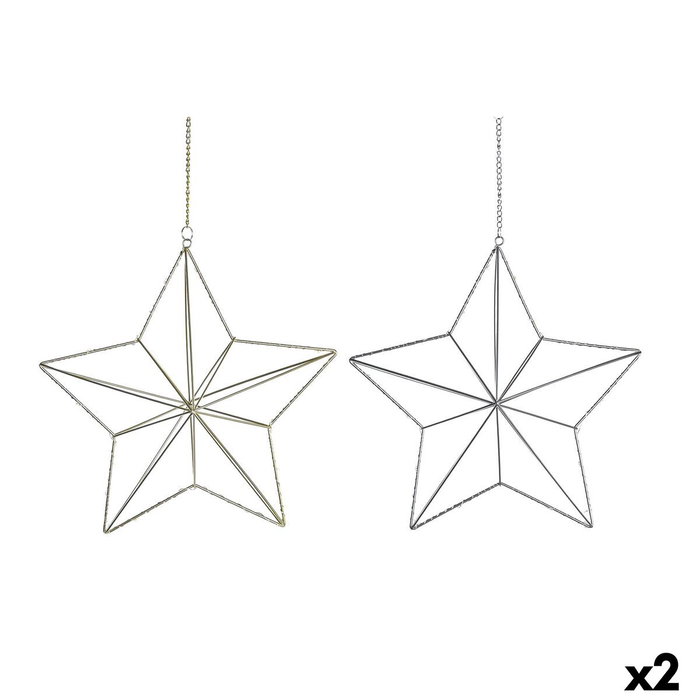 DKD Home Decor Decoración Colgante LED 30x11x30 Surtido Dorado y Plateado