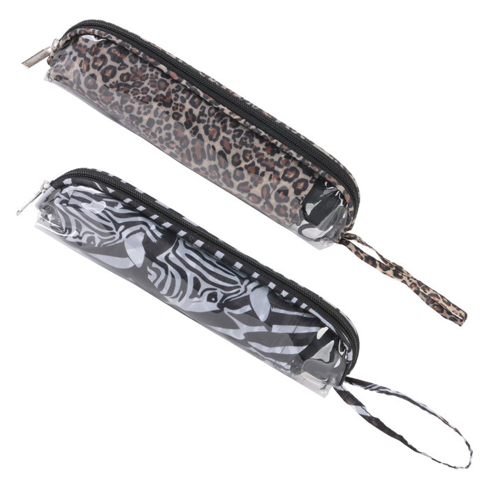 Entre Temps Paraguas Plegable Animal Print Cebra Leopardo Poliéster con Estuche PVC