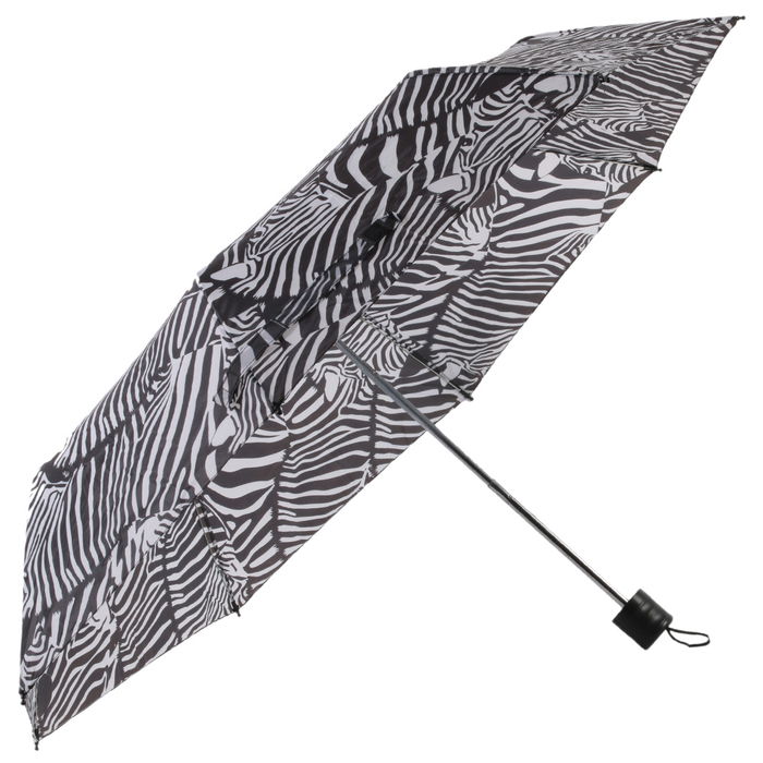 Entre Temps Paraguas Plegable Animal Print Cebra Leopardo Poliéster con Estuche PVC