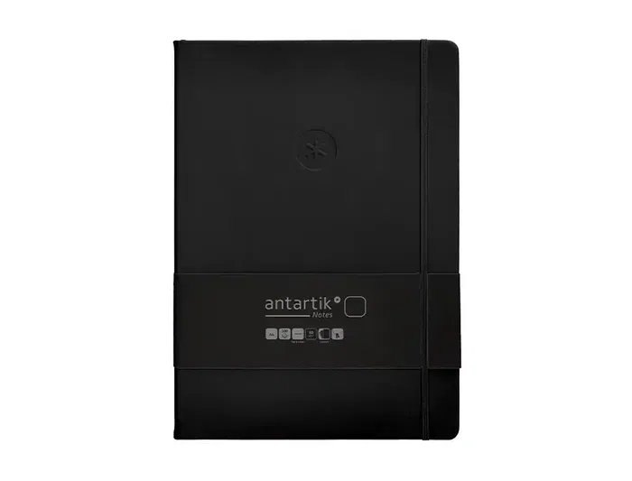 Antartik Cuaderno A4 Tapa Dura Hojas Lisas Negro 100 Hojas 80gr FSC Colección Antartik Notes con Gomilla y Bolsillo