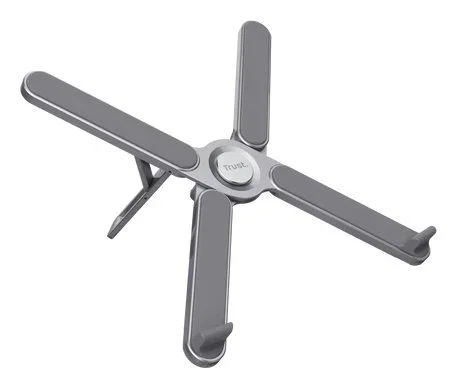Trust Macy Soporte para Portátil y Tableta Ajustable Plegable Aluminio hasta 17.3", 7 Alturas, Superficie Antideslizante, Bolsa de Transporte
