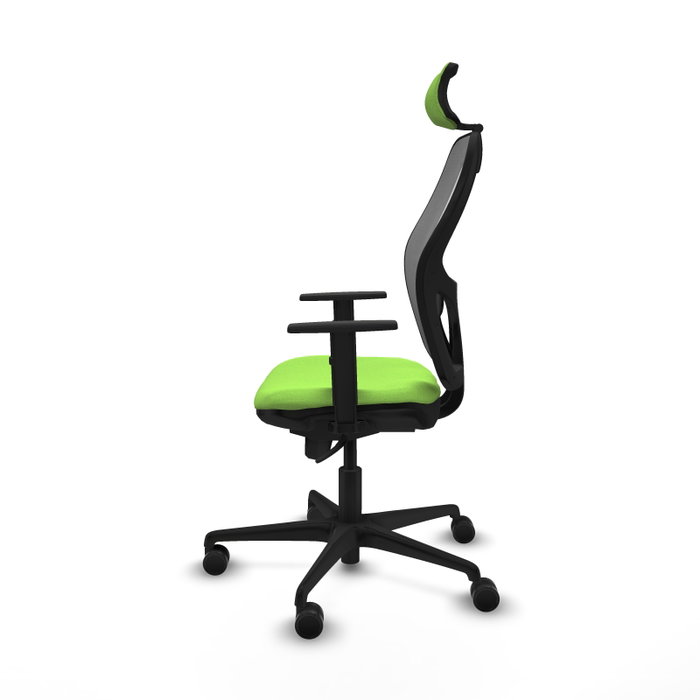 Silla de oficina Jorquera con mecanismo Sincro tapizada con Tela color Pistacho y malla color Gris. Equipada con lumbar 1D, Brazos 1D, Cabecero 2D y Ruedas 65mm nailon Silla de oficina Jorquera con mecanismo Sincro tapizada con Tela color Pistacho y malla color Gris. Equipada con lumbar 1D, Brazos 1D, Cabecero 2D y Ruedas 65mm nailon
