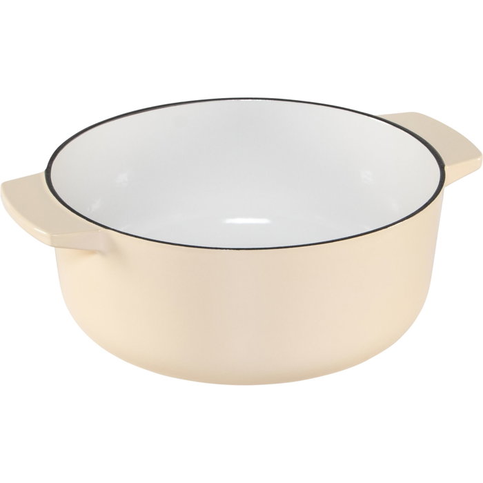 KitchenAid Asador Redondo de Hierro Fundido 26 cm con Tapa, Crema