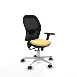PIQUERAS Y CRESPO Silla de oficina Jorquera con mecanismo Sincro/Traslack, Crema y Negro