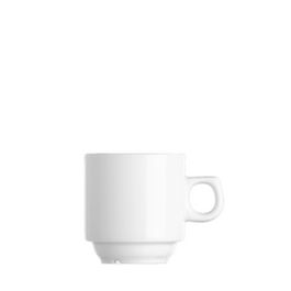 G. Benedikt Forta Taza de café blanca apilable, capacidad 14 cl (140 ml), 7 cm de alto, vajilla resistente para uso intensivo (Set de 6)