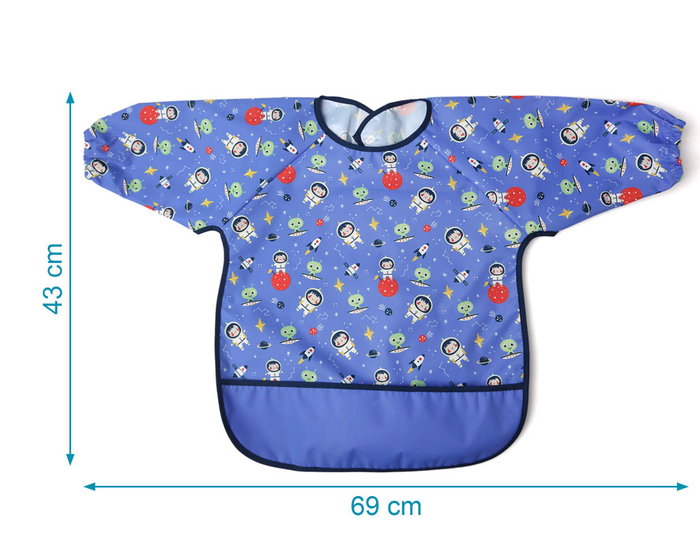 KioKids Babero Impermeable con Mangas Azul para +4 Meses Vuelta al Cole