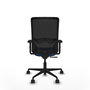 Silla de oficina Zulema con mecanismo Sincro tapizada con Tela color Azul marino y malla color Negro. Equipada con lumbar 1D, Brazos 2D y Ruedas 65mm nailon