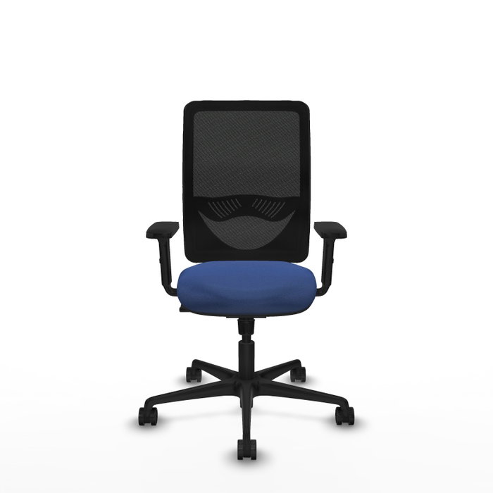 Silla de oficina Zulema con mecanismo Sincro tapizada con Tela color Azul marino y malla color Negro. Equipada con lumbar 1D, Brazos 2D y Ruedas 65mm nailon Silla de oficina Zulema con mecanismo Sincro tapizada con Tela color Azul marino y malla color Negro. Equipada con lumbar 1D, Brazos 2D y Ruedas 65mm nailon