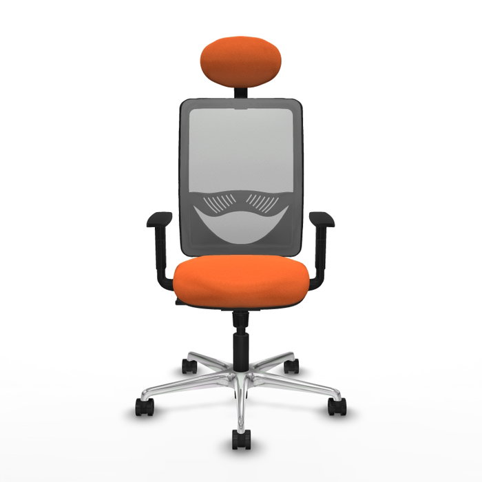 PIQUERAS Y CRESPO Silla de oficina Zulema con mecanismo Sincro, Tela Naranja y Malla Gris PIQUERAS Y CRESPO Silla de oficina Zulema con mecanismo Sincro, Tela Naranja y Malla Gris