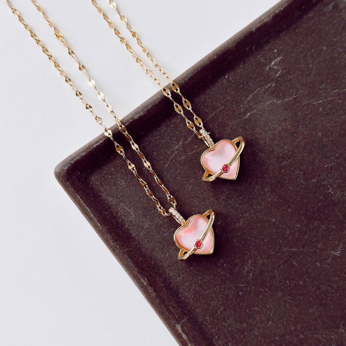 Heliophilia Silver Collar de Acero Inoxidable 316L Rosa y Dorado, 45 cm + 5 cm Extensión