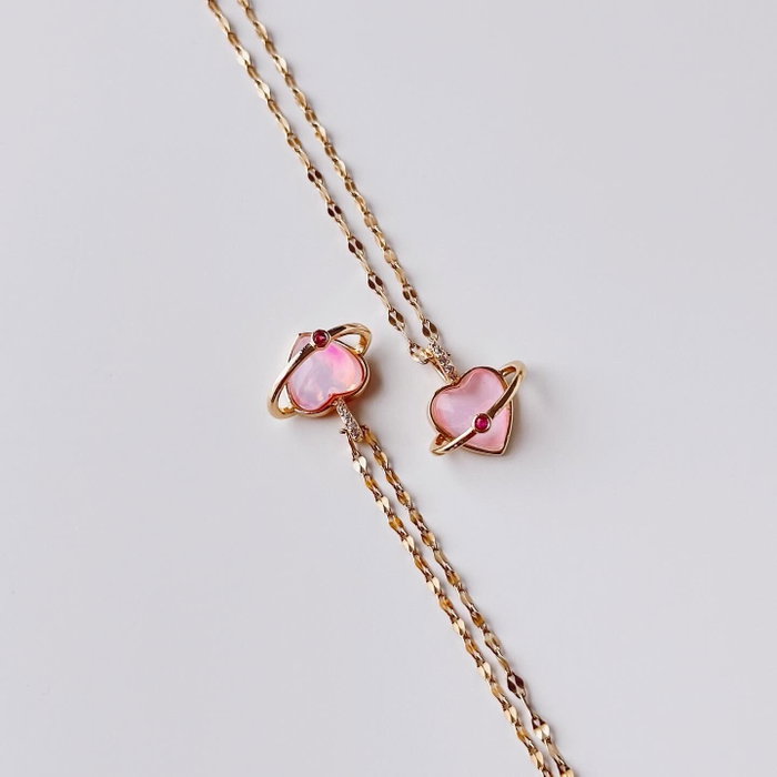 Heliophilia Silver Collar de Acero Inoxidable 316L Rosa y Dorado, 45 cm + 5 cm Extensión