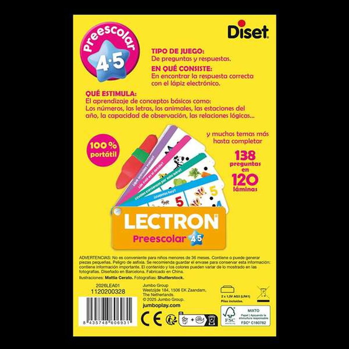 Diset Lectron Lápiz con luz y sonidos Prescolar 4-5 años Diset Lectron Lápiz con luz y sonidos Prescolar 4-5 años