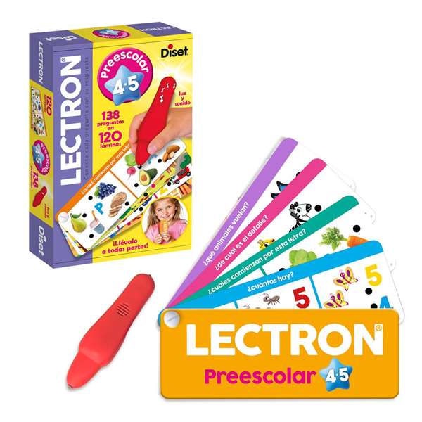 Diset Lectron Lápiz con Luz y Sonidos Prescolar 4-5 Años. 138 Preguntas en 120 Láminas. Juego Educativo Electrónico en Español