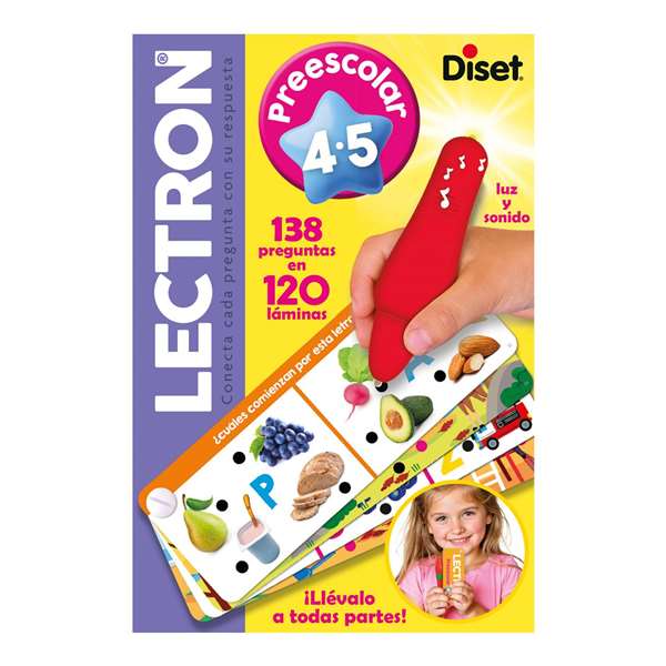Diset Lectron Lápiz con Luz y Sonidos Prescolar 4-5 Años. 138 Preguntas en 120 Láminas. Juego Educativo Electrónico en Español
