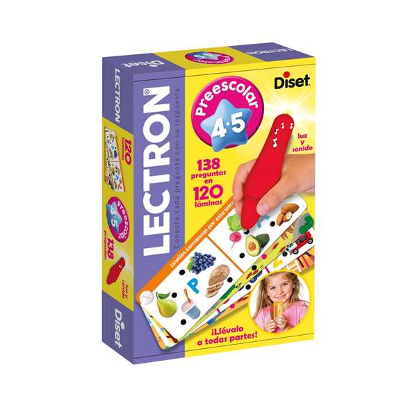 Diset Lectron Lápiz con Luz y Sonidos Prescolar 4-5 Años. 138 Preguntas en 120 Láminas. Juego Educativo Electrónico en Español
