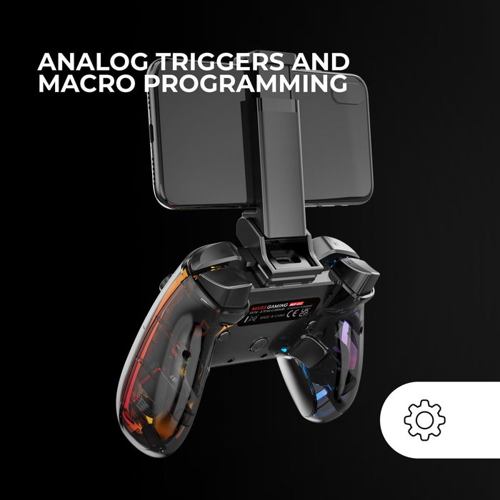 Mars Gaming MGP-BT2 Gamepad Bluetooth con Iluminación RGB y Soporte para Smartphone
