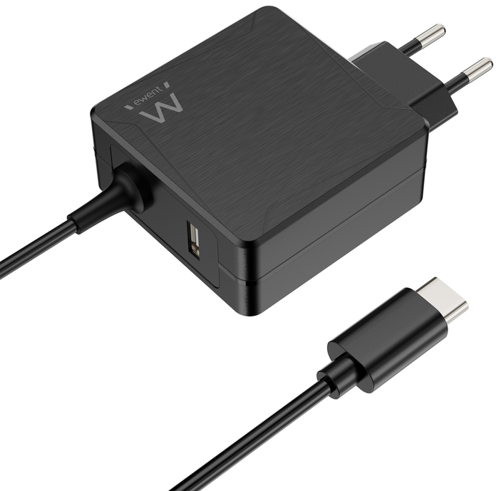 EWENT Cargador de pared EW3978 65W con USB-C PD y USB-A Negro EWENT Cargador de pared EW3978 65W con USB-C PD y USB-A Negro