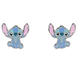 Disney Pendientes Stitch de Esmalte Plateado con Personaje Colorido