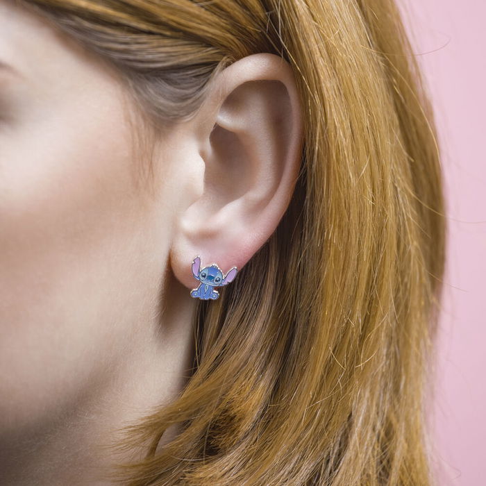 Disney Pendientes Stitch de Esmalte Plateado con Personaje Colorido