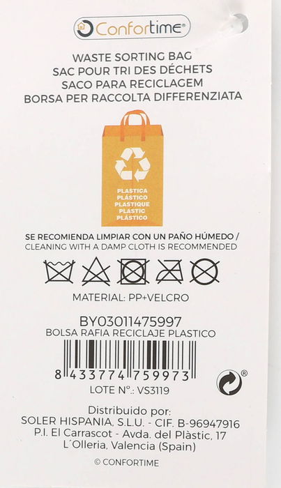 Confortime Bolsa Rafia Reciclaje Plastico 44 cm x 32 cm x 0.5 cm (24 Unidades)