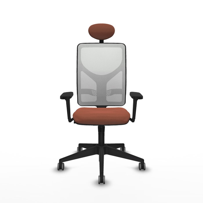 Silla de oficina Motilla con mecanismo Sincro tapizada con Tela color Marrón y malla color Blanco. Equipada con lumbar 1D, Brazos 3D, Cabecero Fijo y Ruedas 65 mm parqué Silla de oficina Motilla con mecanismo Sincro tapizada con Tela color Marrón y malla color Blanco. Equipada con lumbar 1D, Brazos 3D, Cabecero Fijo y Ruedas 65 mm parqué