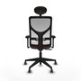 Silla de oficina Motilla con mecanismo Sincro tapizada con Tela color Marrón y malla color Blanco. Equipada con lumbar 1D, Brazos 3D, Cabecero Fijo y Ruedas 65 mm parqué