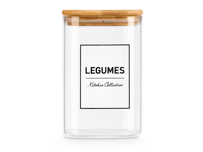 Vivalto Bote Cuadrado Borosilicato Tapa Bambú Legumbres 1.2L 10x15.7x10 cm (Set de 12)