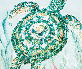 DKD Home Decor Cuadro Mediterraneo Azul Blanco Lienzo PS 30 x 30 x 3.5 cm (4 Unidades)