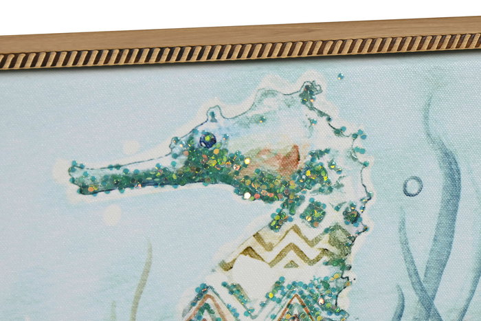 DKD Home Decor Cuadro Mediterraneo Azul Blanco Lienzo PS 30 x 30 x 3.5 cm (4 Unidades)