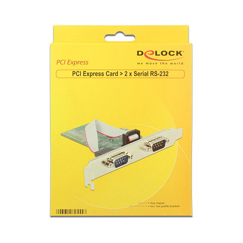 DeLOCK 89555 2 Puertos Tarjeta Serial RS-232 PCI Express Interna para PC, PCIe 2.0, Controladores Incluidos