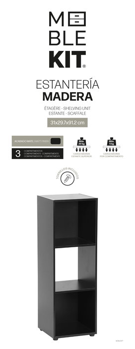 Inde Estantería Cubo 3 Compartimentos - Mueble Organizador 31 x 29.7 x 91.2 cm (2 Unidades) Inde Estantería Cubo 3 Compartimentos - Mueble Organizador 31 x 29.7 x 91.2 cm (2 Unidades)