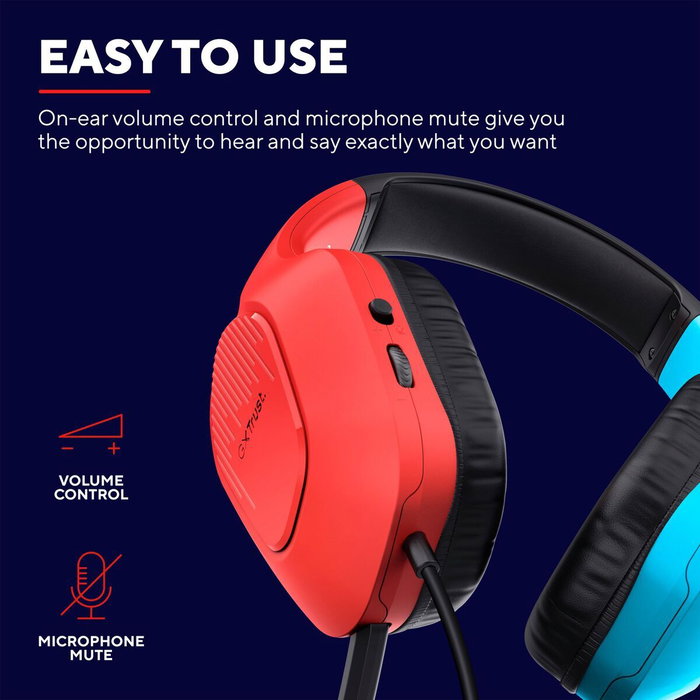 Trust GXT 416S Zirox Auriculares Gaming con Micrófono, Azul y Rojo