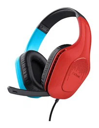 Trust GXT 416S Zirox Auriculares Gaming Circumaurales Alámbricos Con Micrófono Boom - Conector 3.5 mm - Negro, Cian y Rojo