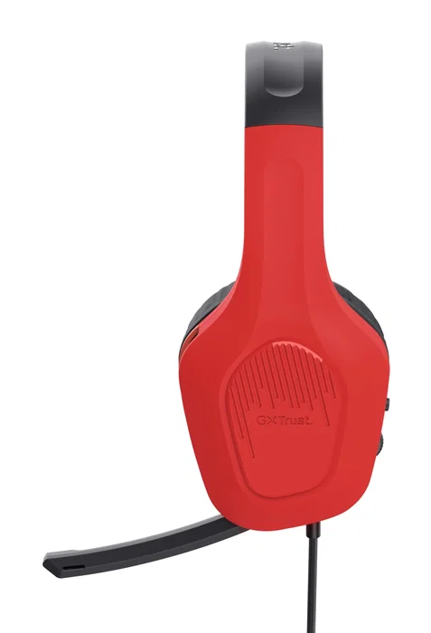 Trust GXT 416S Zirox Auriculares Gaming Alámbricos con Micrófono Boom para Consolas, Circumaural, Diadema Ajustable, Conector 3.5 mm, Negro/Cian/Rojo