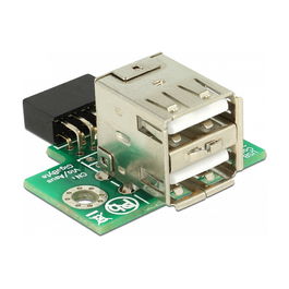 DeLOCK Adaptador USB Pfostenbuchse, 2 Puertos USB 2.0 Tipo A, para Montaje en Panel Frontal