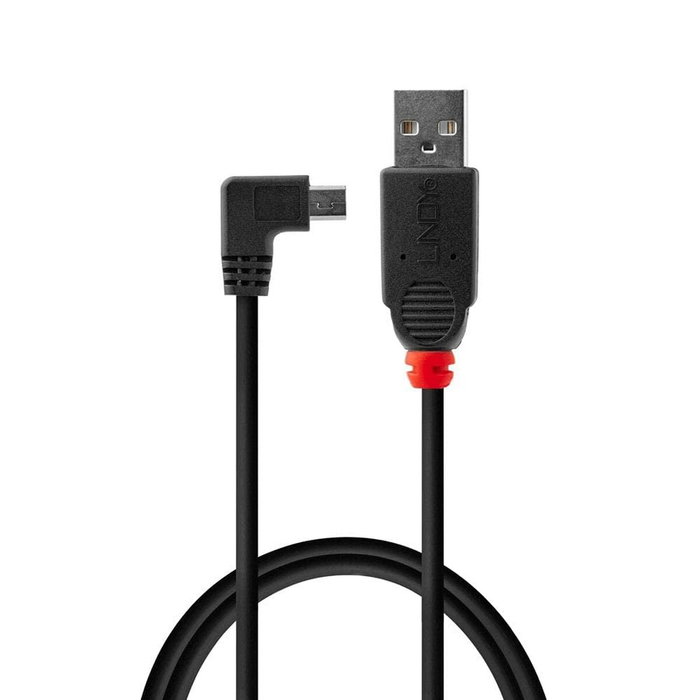 Lindy Cable USB 2.0 USB A a Mini-USB B 0,5 m Negro 90°