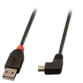 Lindy 31970 Cable USB 2.0 A a Mini B 90° Ángulo Recto Macho Macho, Negro, 0.5m