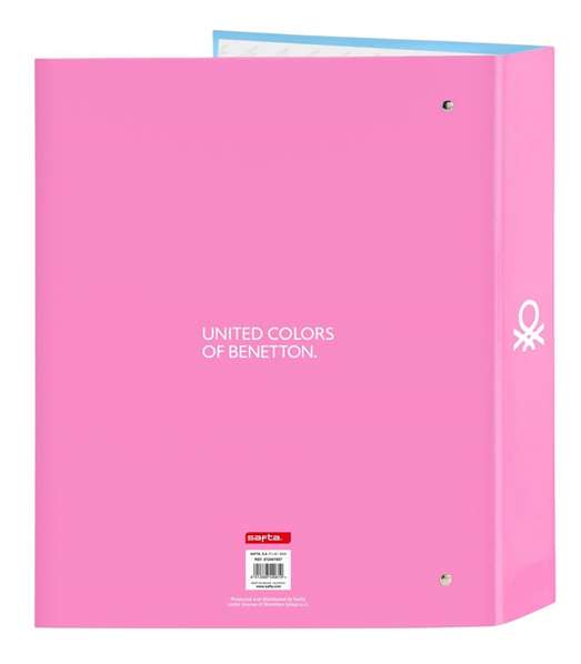 Carpeta de anillas Benetton Spring Rosa Azul cielo A4 27 x 33 x 6 cm