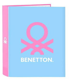 Carpeta de anillas Benetton Spring Rosa Azul cielo A4 27 x 33 x 6 cm