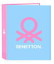 Carpeta de anillas Benetton Spring Rosa Azul cielo A4 27 x 33 x 6 cm