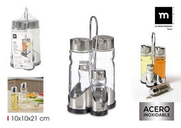 Anna Set Aceitera, Vinagrera y Saleros con Soporte Anna 10 cm (Ancho) x 21 cm (Alto) x 10 cm (Largo) (12 Unidades)