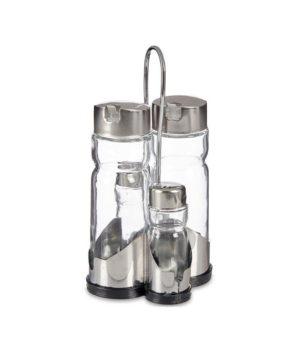 Anna Set Aceitera, Vinagrera y Saleros con Soporte Anna 10 cm (Ancho) x 21 cm (Alto) x 10 cm (Largo) (12 Unidades)