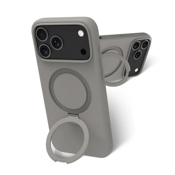 Dbramante1928 Roskilde MS Kick ICON - Funda con soporte para iPhone 17 Pro Max - Compatible con MagSafe - Protección contra caídas hasta 1.2 m - Color Gris