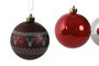 DKD Home Decor Set de 15 Bolas de Decoración de 8 cm, Rojo y Plateado
