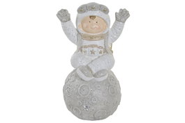 DKD Home Decor Figura Navidad Luna LED Fibra de Vidrio 26 x 50 x 30 cm