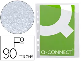 Q-connect Funda Cristal 290x195 mm Corte Oblicuo PVC 90 micras 4 Taladros Caja 100 Unidades
